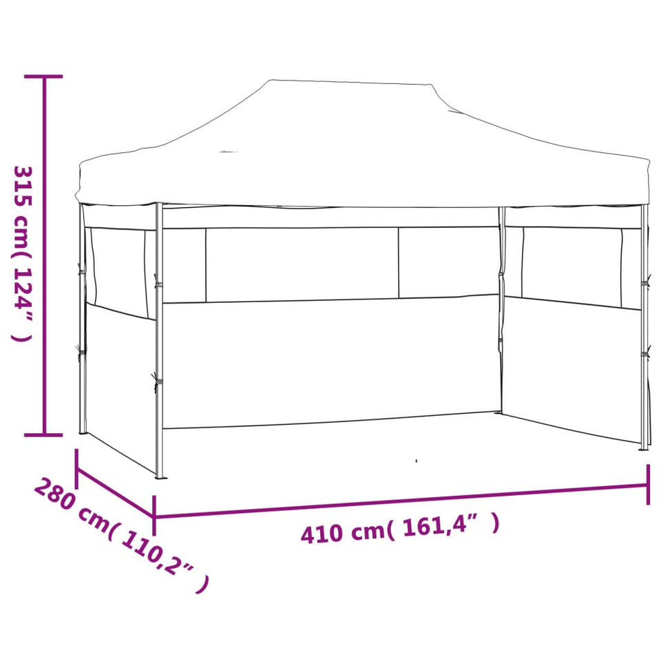 Professional Folding Party Tent with 3 Sidewalls 3x4 m Steel Blue