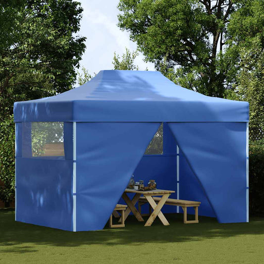 Professional Folding Party Tent with 4 Sidewalls 3x4 m Steel Blue
