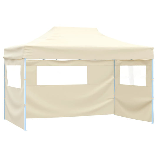 Professional Folding Party Tent with 3 Sidewalls 3x4 m Steel Cream
