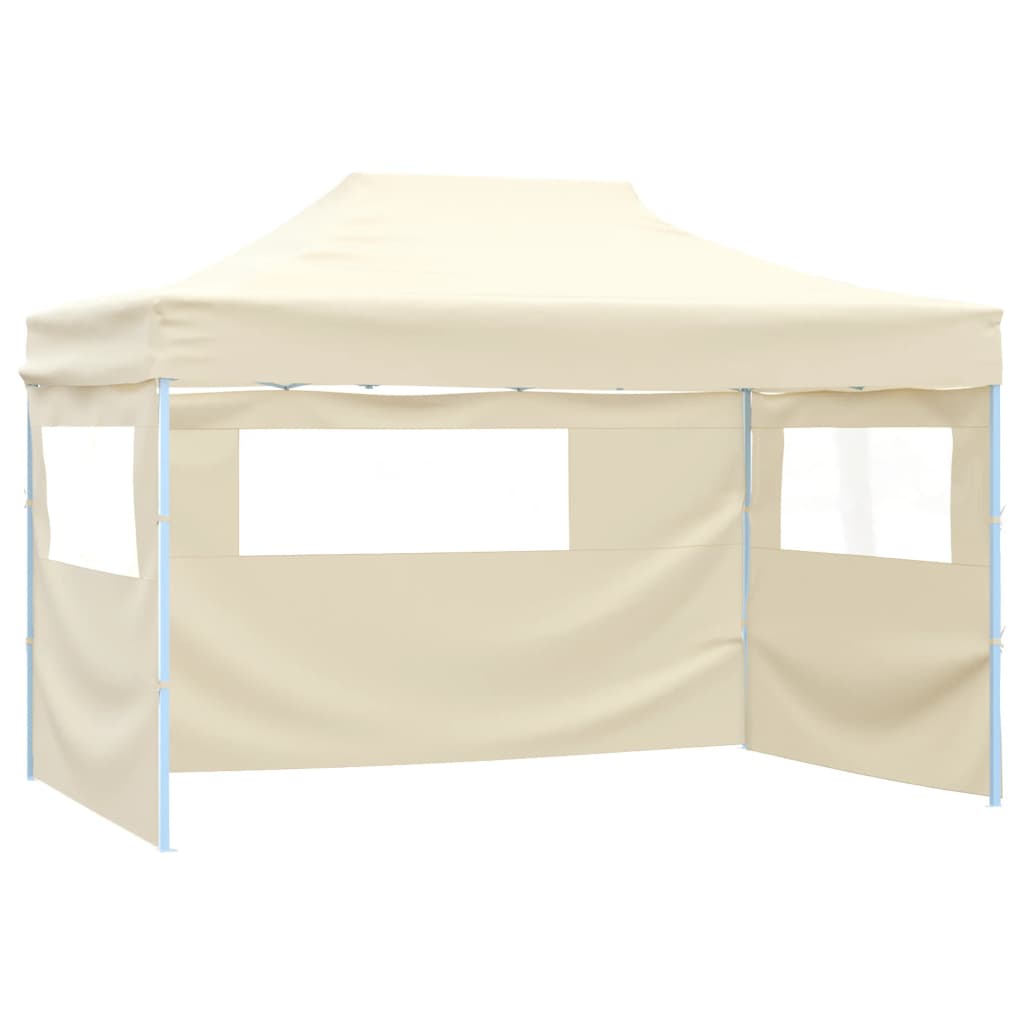 Professional Folding Party Tent with 3 Sidewalls 3x4 m Steel Cream