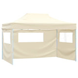 Professional Folding Party Tent with 3 Sidewalls 3x4 m Steel Cream