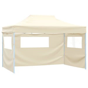 Professional Folding Party Tent with 4 Sidewalls 3x4 m Steel Cream