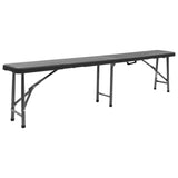 Folding Garden Benches 2 pcs 180 cm HDPE Black