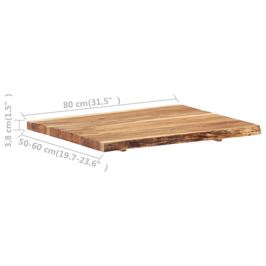 Table Top | Natural wood | Solid acacia wood | 80 cm x 50-60 cm x 3.8 cm