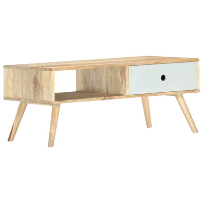 Coffee Table | Brown and White | Solid Mango Wood | 90x50x40 cm