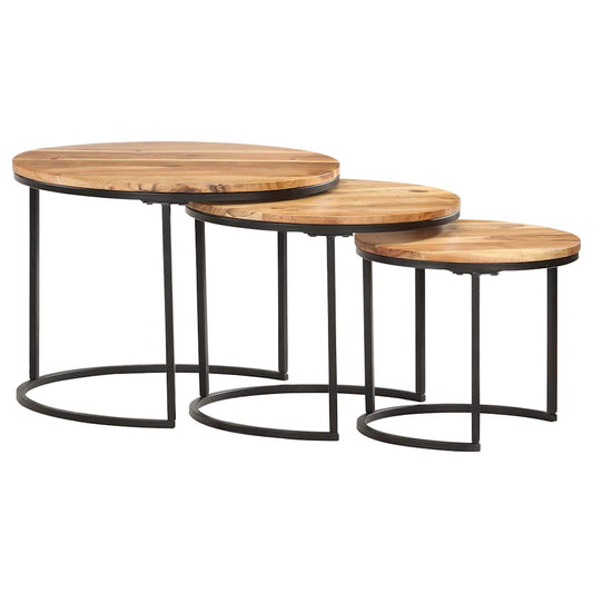 Nesting Table | Set of 3 | Brown | Solid acacia wood, iron