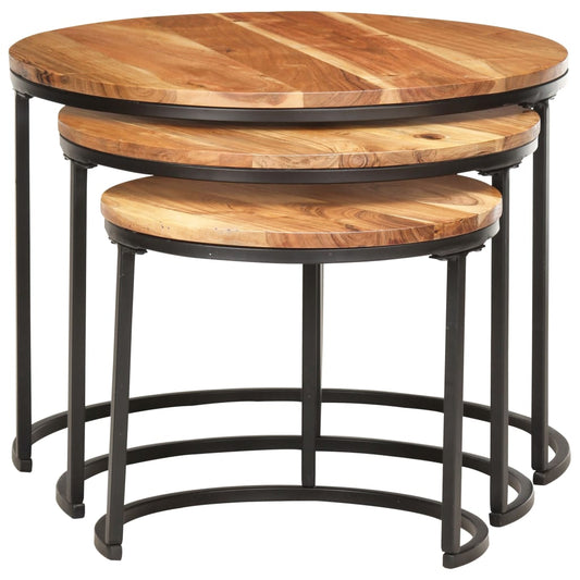Nesting Table | Set of 3 | Brown | Solid acacia wood, iron