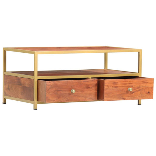 Coffee Table | Honey Brown | Solid Acacia Wood, Steel | Medium