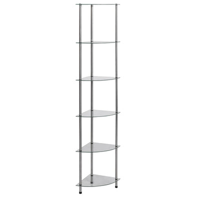 6-Tier Shelf Transparent 30x30x160 cm Tempered Glass