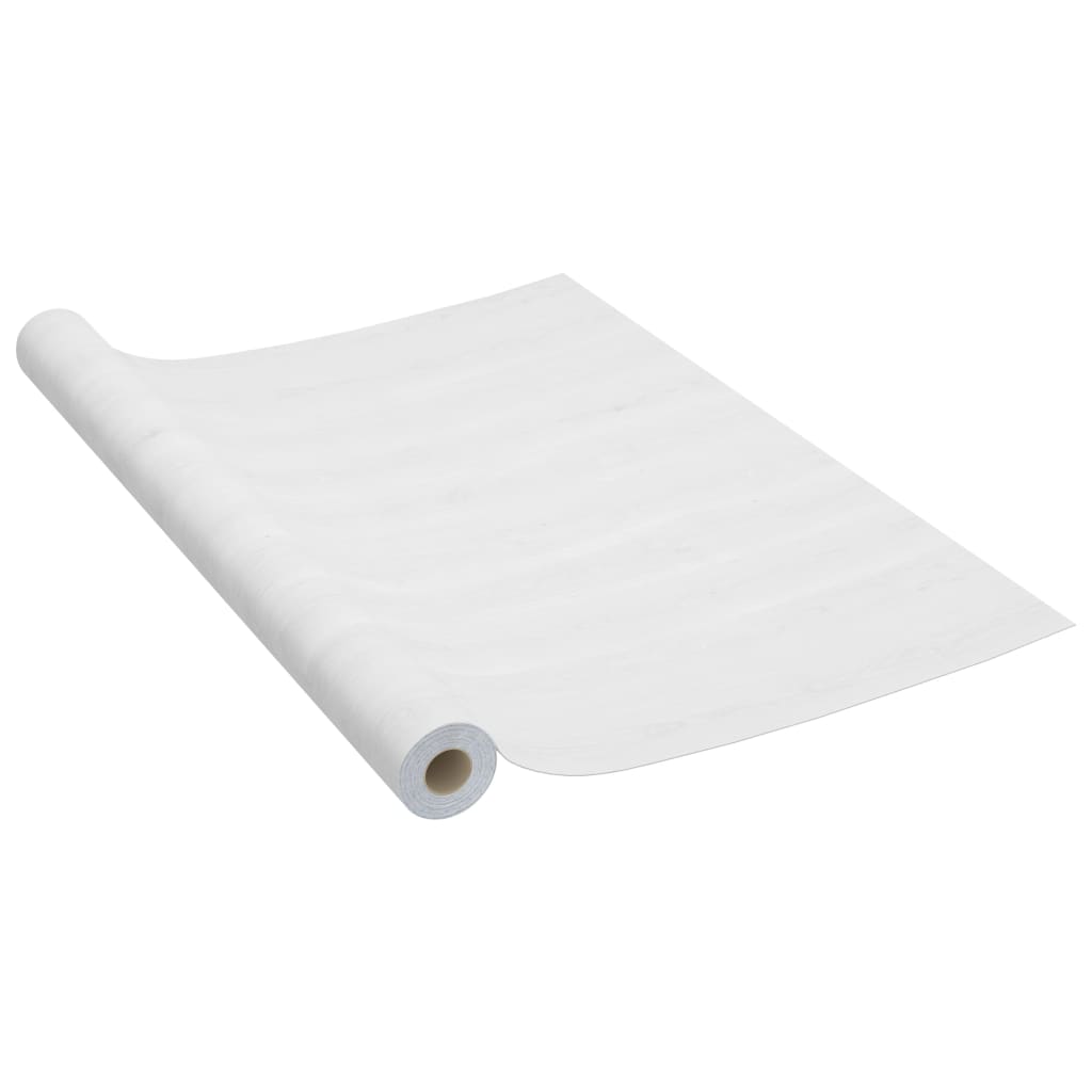 Self-adhesive Furniture Film White Wood 196.9"x35.4" PVC