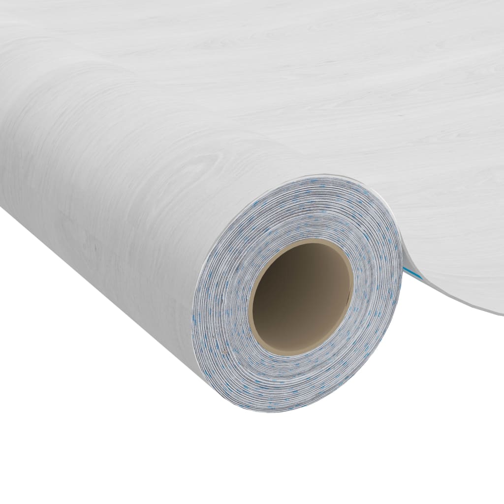 Self-adhesive Furniture Film White Wood 196.9"x35.4" PVC