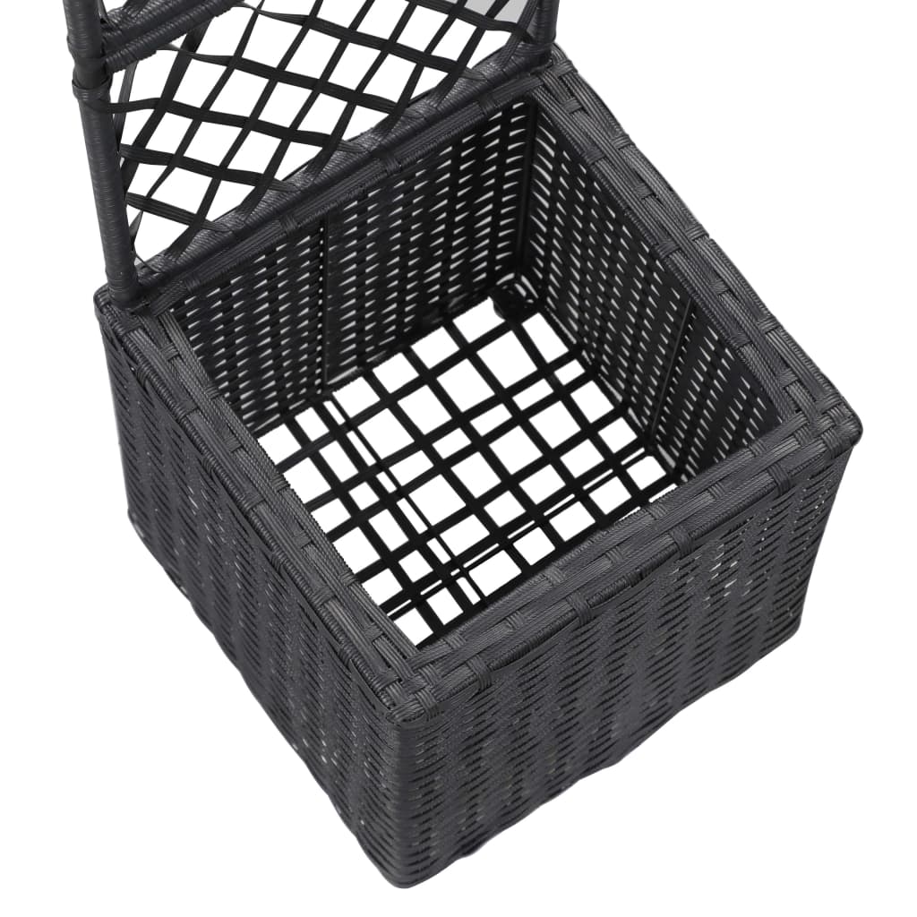 46930 vidaXL Trellis Raised Bed with 1 Pot 30x30x107 cm Poly Rattan Black
