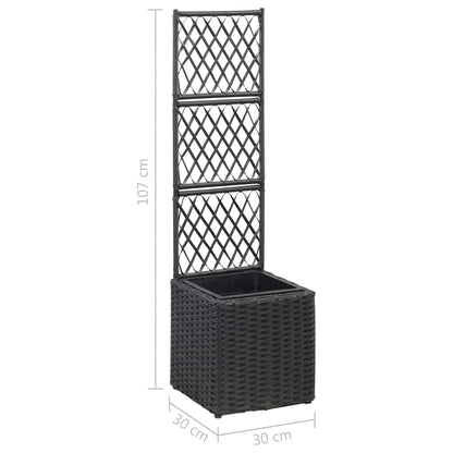 46930 vidaXL Trellis Raised Bed with 1 Pot 30x30x107 cm Poly Rattan Black