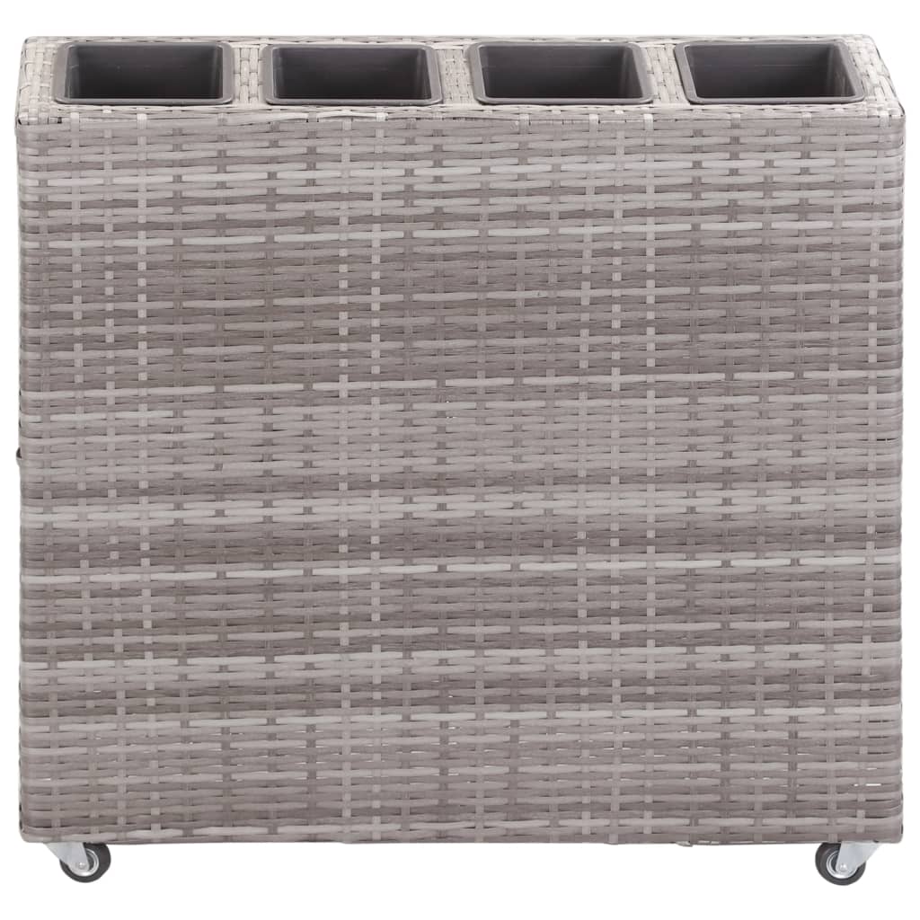 Garden Raised Bed with 4 Pots 80x22x79 cm Poly Rattan Grey