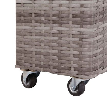 Garden Raised Bed with 4 Pots 80x22x79 cm Poly Rattan Grey