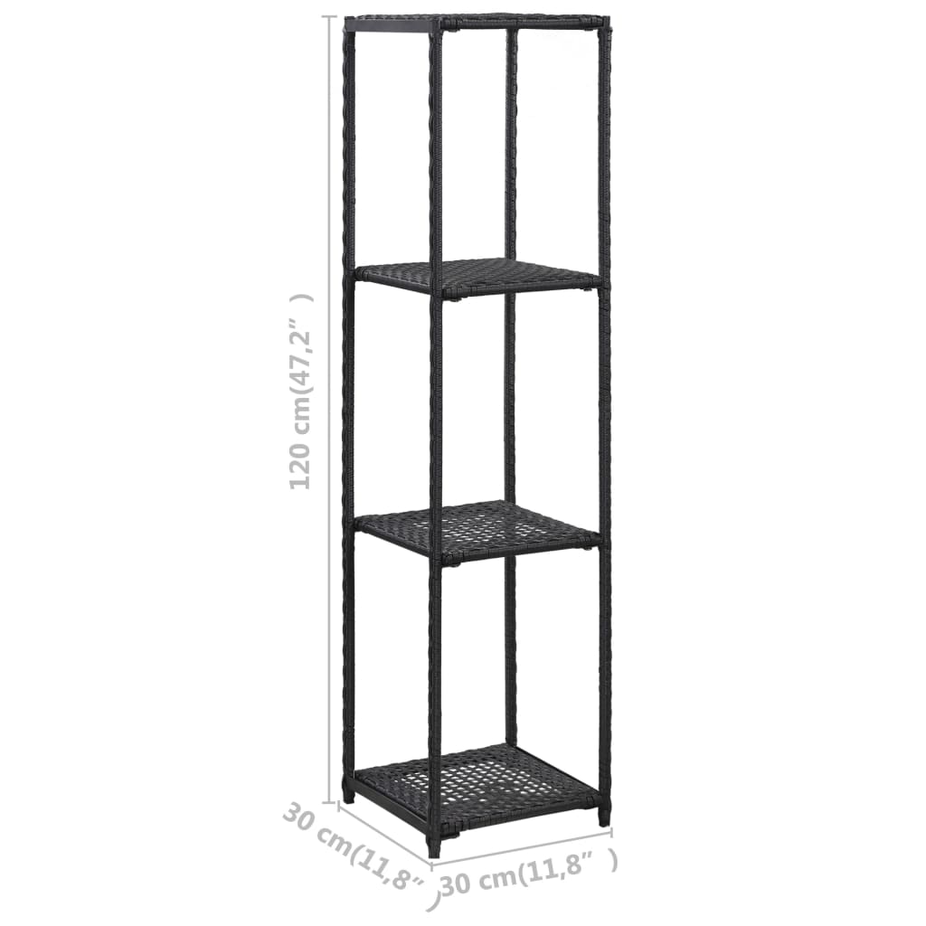46974 vidaXL Storage Shelf Black 30x30x120 cm Poly Rattan