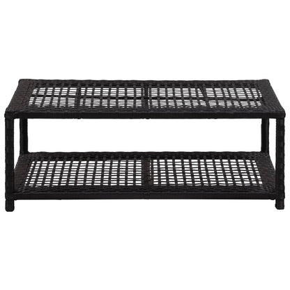 Shoe Bench Black 31.5"x15.7"x11.8" Poly Rattan