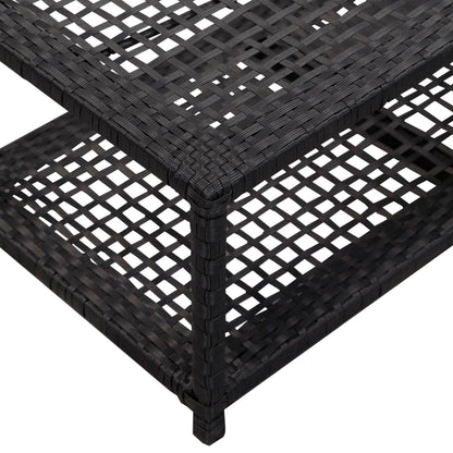 Shoe Bench Black 31.5"x15.7"x11.8" Poly Rattan