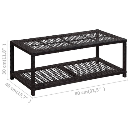 Shoe Bench Black 31.5"x15.7"x11.8" Poly Rattan