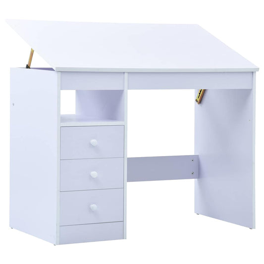 287448 vidaXL Children Drawing Study Desk Tiltable White