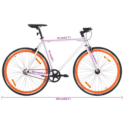 Fixed Gear Bike White and Orange 700c 51 cm