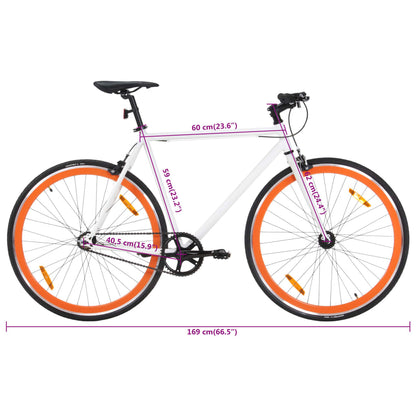 Fixed Gear Bike White and Orange 700c 59 cm