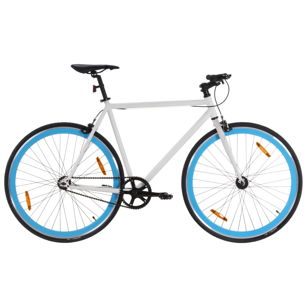 Fixed Gear Bike White and Blue 700c 55 cm