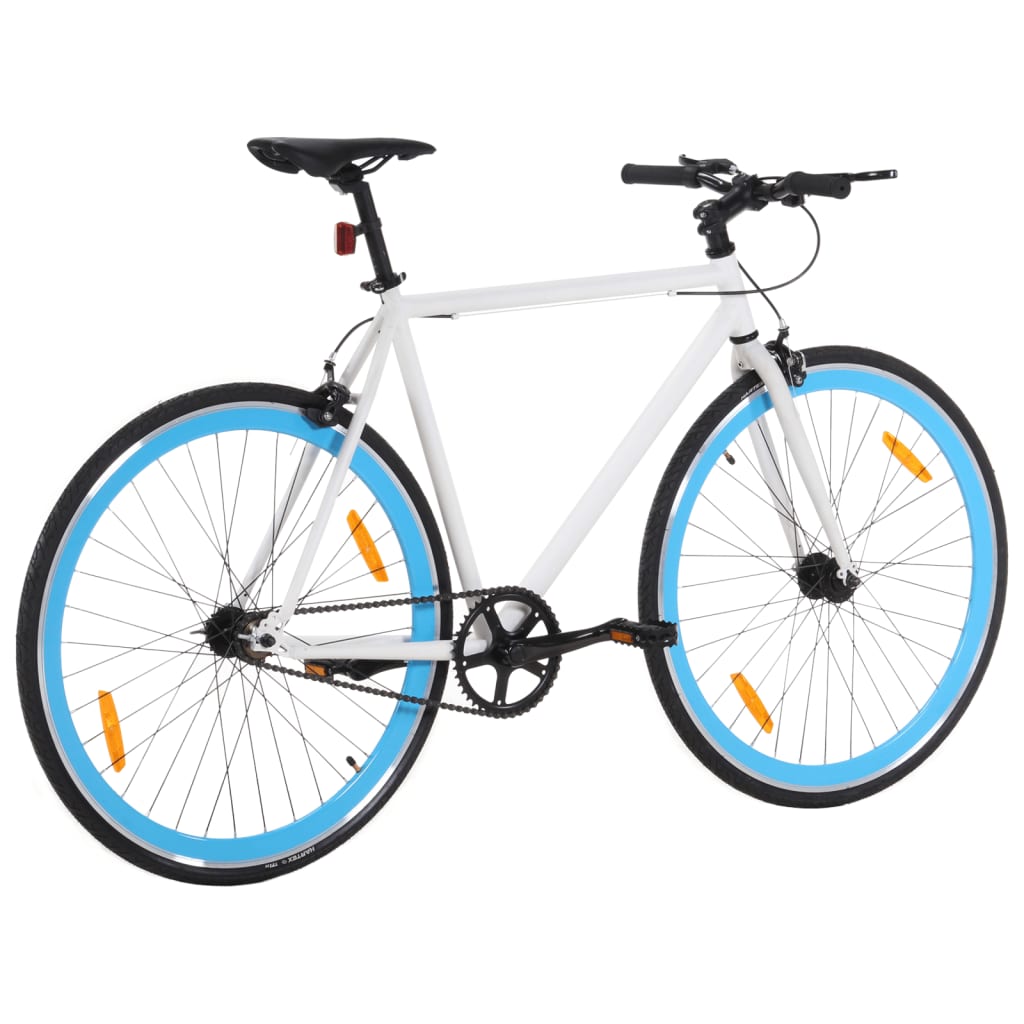 Fixed Gear Bike White and Blue 700c 55 cm