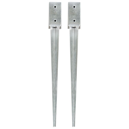 Ground Spikes 2 pcs Silver 7x7x75 cm Galvanised Steel