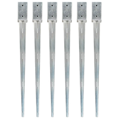 Ground Spikes 6 pcs Silver 7x7x90 cm Galvanised Steel
