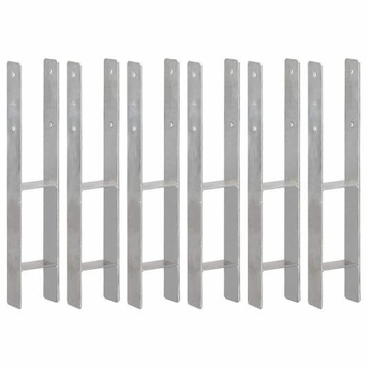 Fence Anchors 6 pcs Silver 10x6x60 cm Galvanised Steel