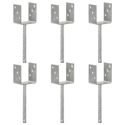 145316 vidaXL Fence Anchors 6 pcs Silver 9x6x30 cm Galvanised Steel