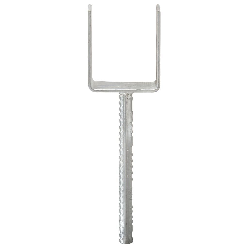 145316 vidaXL Fence Anchors 6 pcs Silver 9x6x30 cm Galvanised Steel