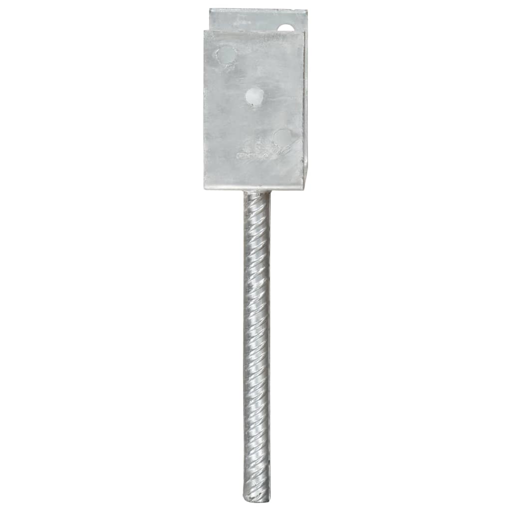 145316 vidaXL Fence Anchors 6 pcs Silver 9x6x30 cm Galvanised Steel