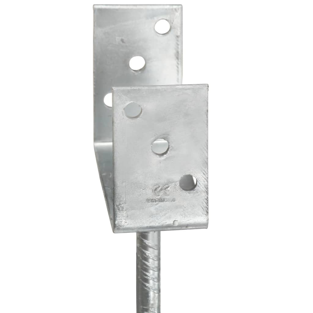 145316 vidaXL Fence Anchors 6 pcs Silver 9x6x30 cm Galvanised Steel