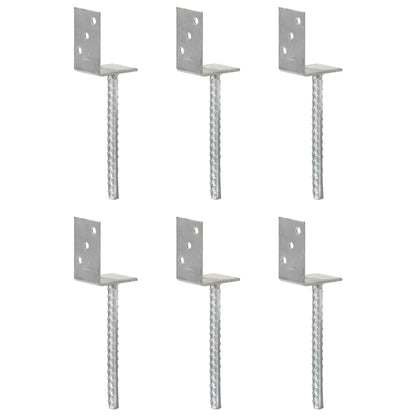 145324 vidaXL Fence Anchors 6 pcs Silver 8x6x30 cm Galvanised Steel