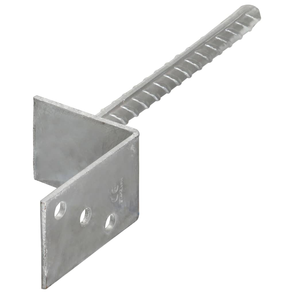 145324 vidaXL Fence Anchors 6 pcs Silver 8x6x30 cm Galvanised Steel