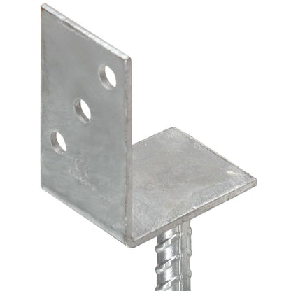145324 vidaXL Fence Anchors 6 pcs Silver 8x6x30 cm Galvanised Steel