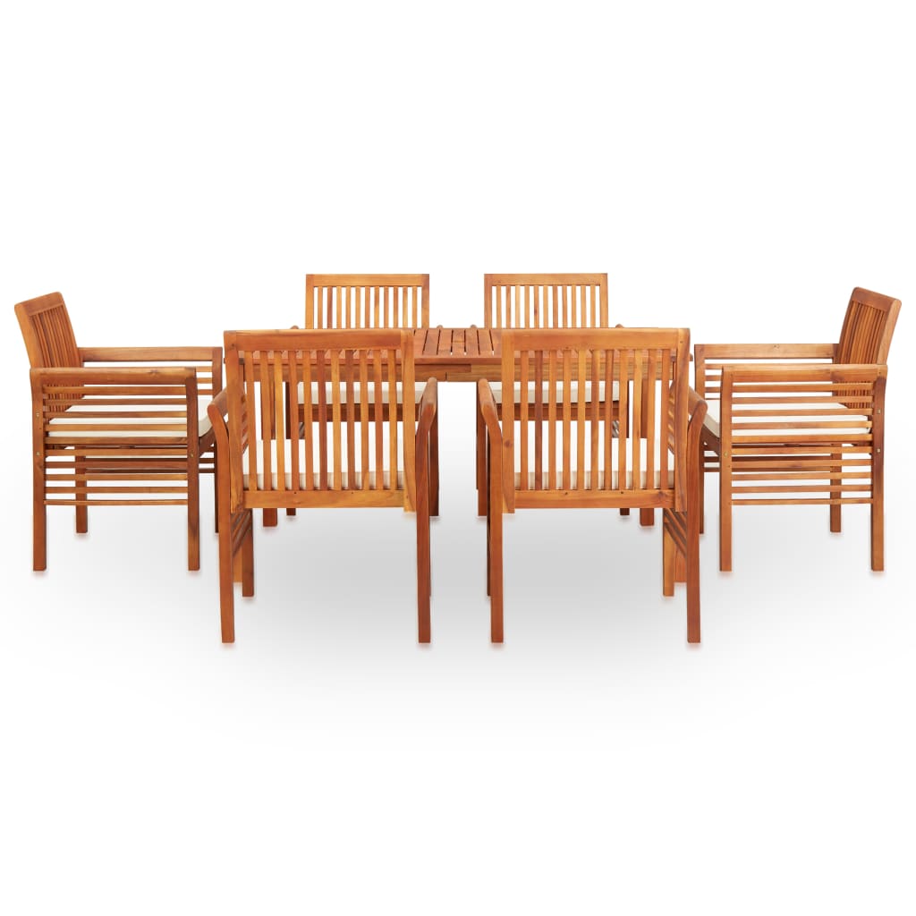 7 Piece Patio Dining Set with Cushions Solid Acacia Wood