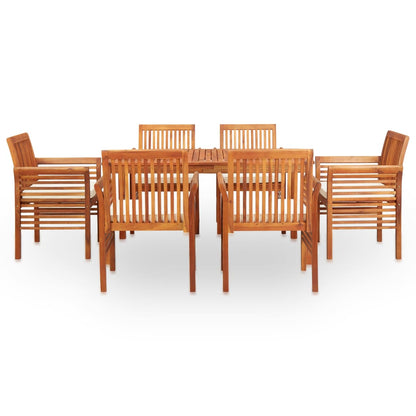 7 Piece Patio Dining Set with Cushions Solid Acacia Wood
