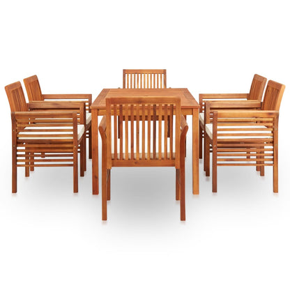 7 Piece Patio Dining Set with Cushions Solid Acacia Wood