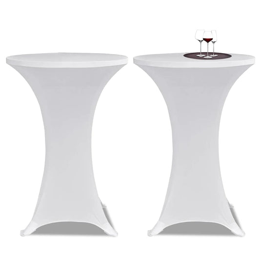 Table Cover | Set of 4 | White | Polyester 90%, Elastane 10% | Ø80 cm