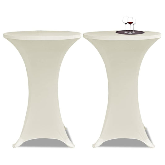 Table Cover | Set of 4 | Cream | Polyester: 90%, Elastane: 10% | Ø80 cm