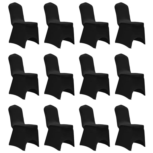 Chair Cover | Set of 12 | Black | Polyester 90%, Elastane 10% | Universal