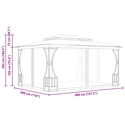 Gazebo with Nets 9.8'x13.1'x8.7' Anthracite