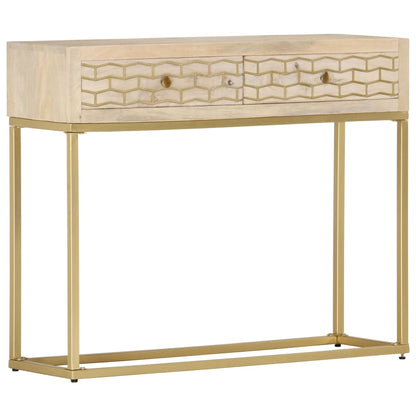 Console Table Gold 90x30x75 cm Solid Mango Wood