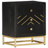 Bedside Cabinet Black and Gold 40x30x50 cm Solid Mango Wood