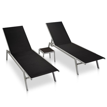 Sun Lounger | Black | Steel, Textilene, Glass | Large