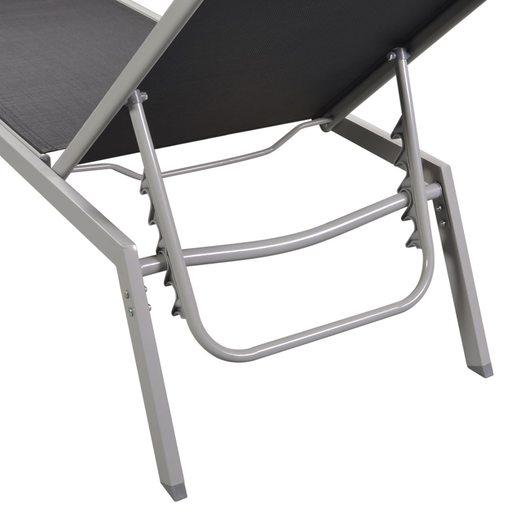 Sun Lounger | Black | Steel, Textilene, Glass | Large