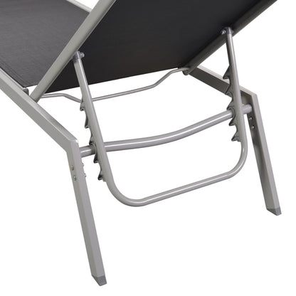 Sun Lounger | Black | Steel, Textilene, Glass | Large